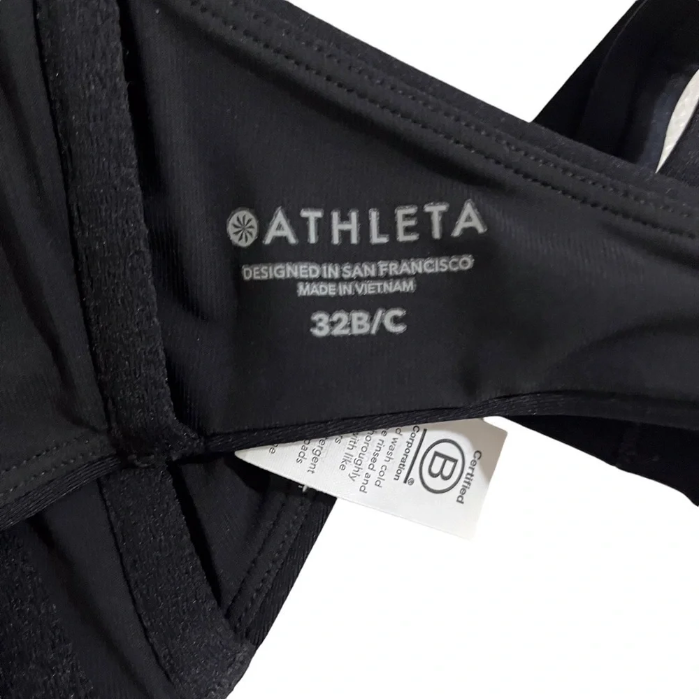 Athleta Square Neck Bra Cup Bikini Top Black Size 32 B/C Swim Wear - Picture 8 of 10